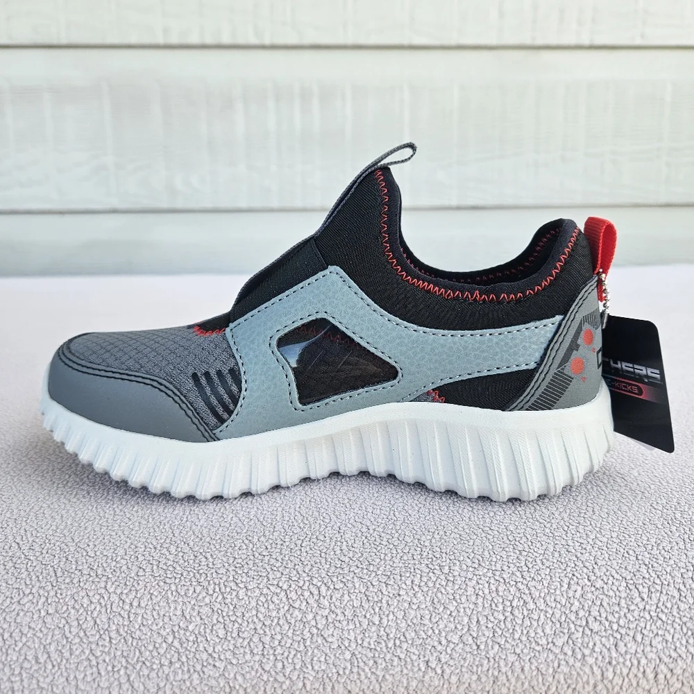 Skechers Depth Charge 2.0 Techno Pointz SZ 13 Kids Slip-On Sneaker Grey Black